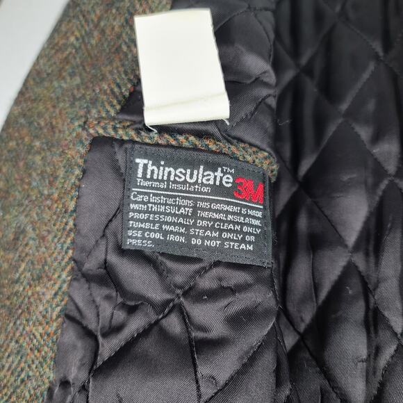 L.L. Bean Green Wool Tweed Quilted Liner Vintage USA Blazer Jacket Coat 10 P - Picture 5 of 7